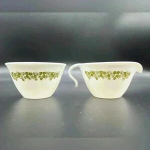 Corelle Livingware By Corning Spring Blossom Daisy Green Milk Creamer Sugar Set